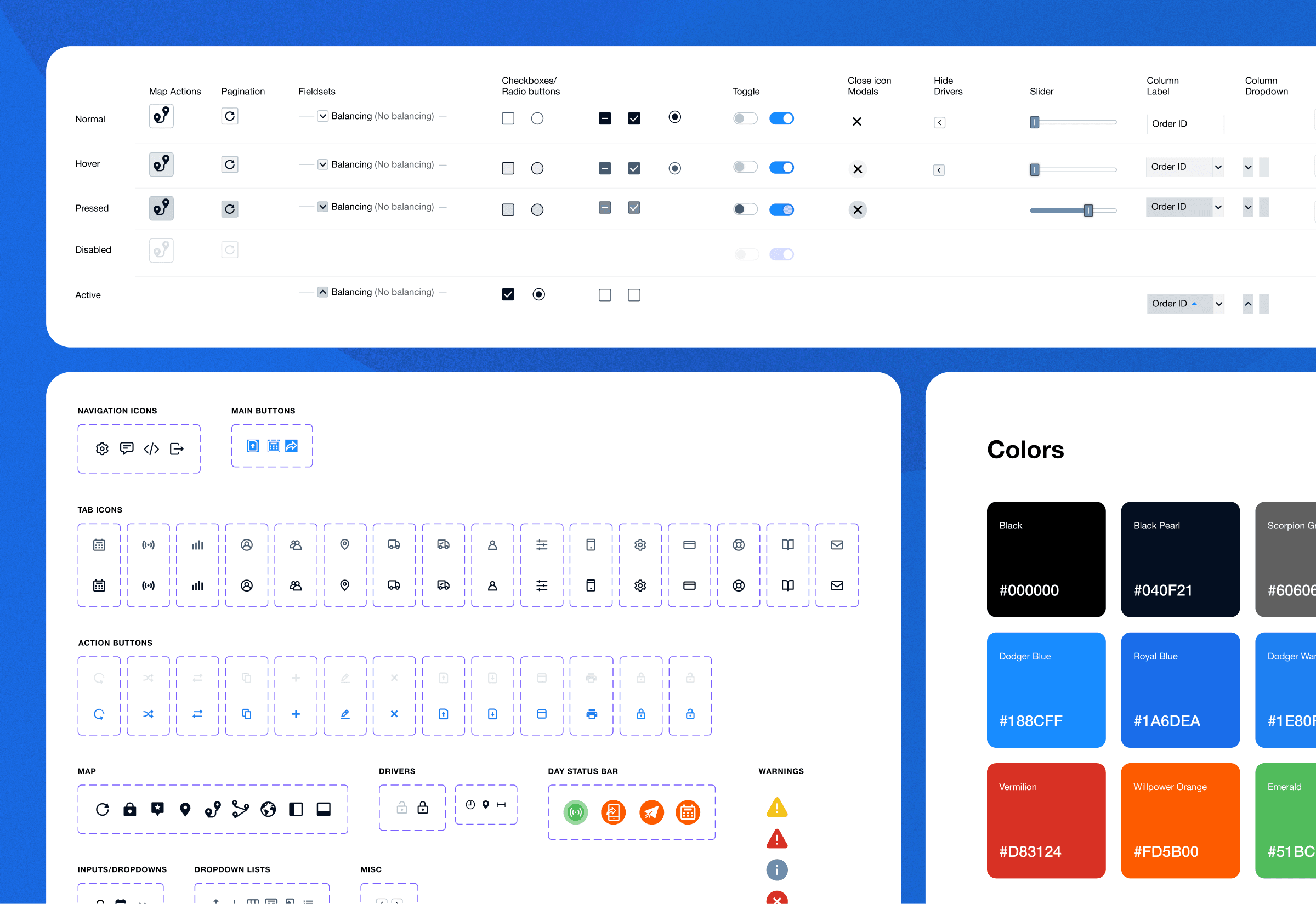Excerpt of OptimoRoute design system